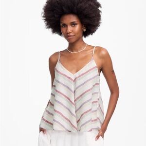 NWT Madewell Linen V-Neck Tank in Stripe Size M